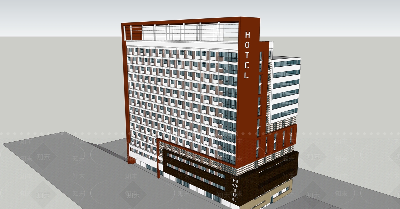 现代酒店建筑SU模型下载【ID:1197069005】
