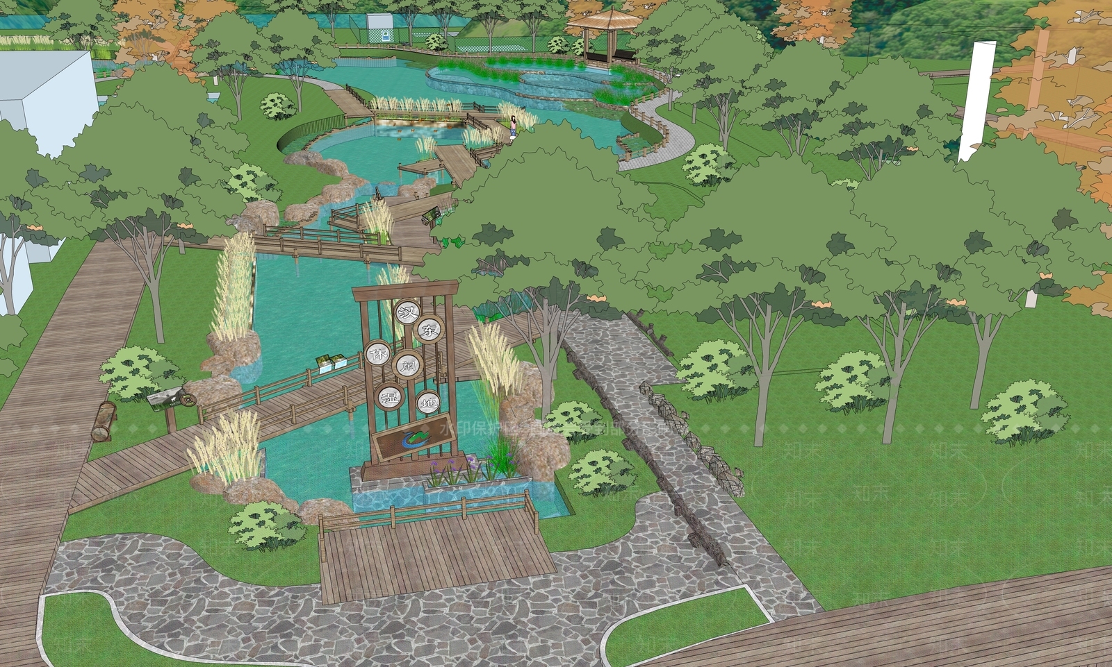 现代景观公园SU模型下载【ID:1197069103】
