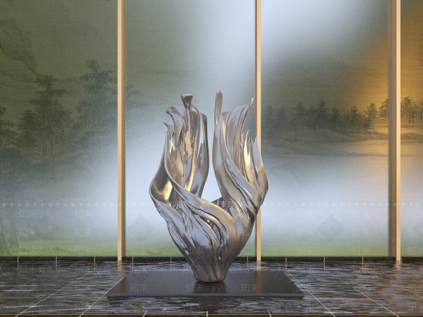 现代新中式景观雕塑3D模型下载【ID:1197079511】