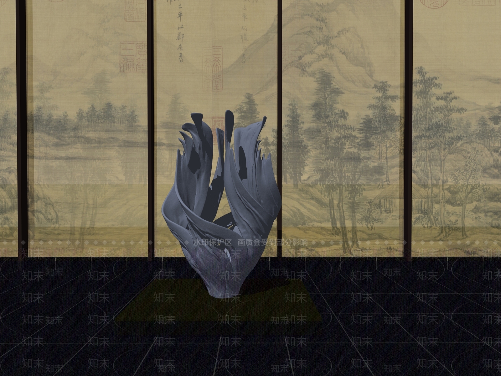现代新中式景观雕塑3D模型下载【ID:1197079511】