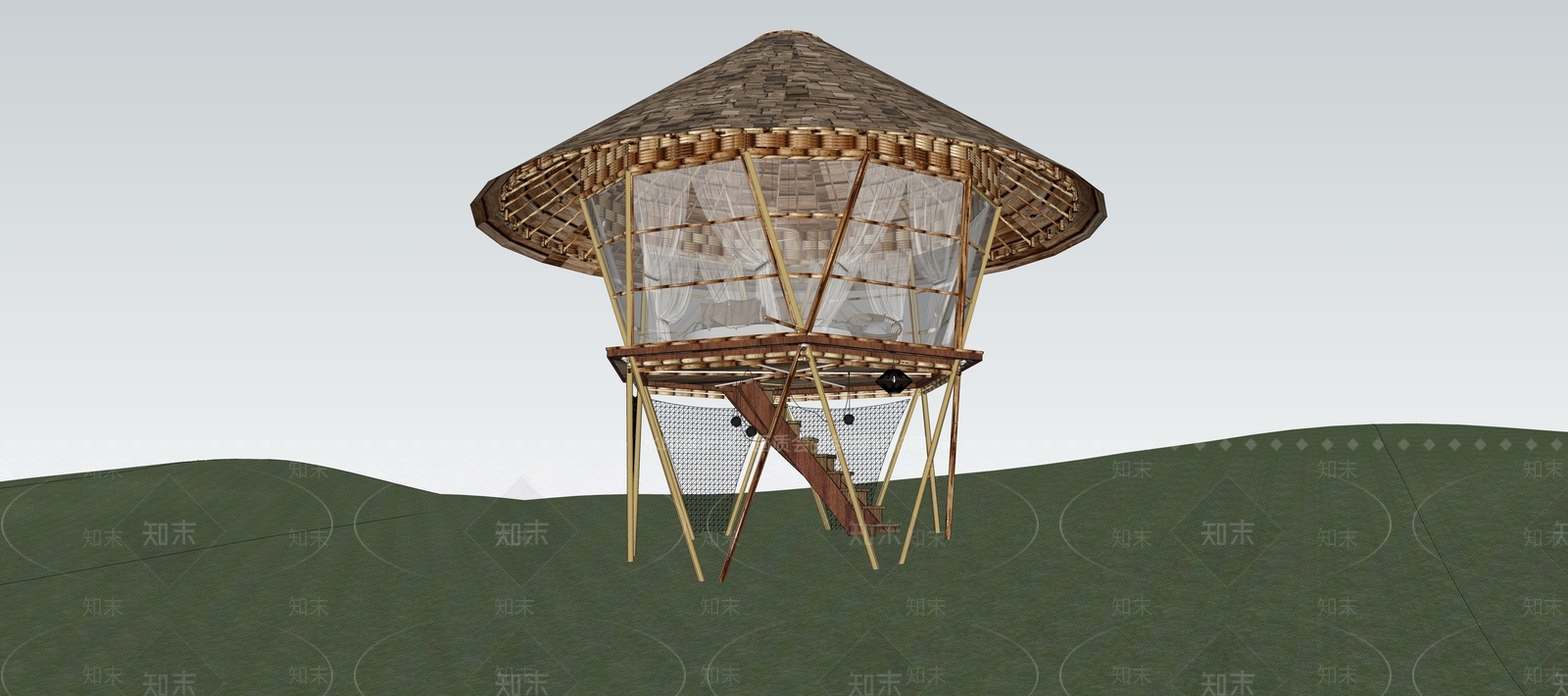 现代民宿建筑SU模型下载【ID:1197080791】