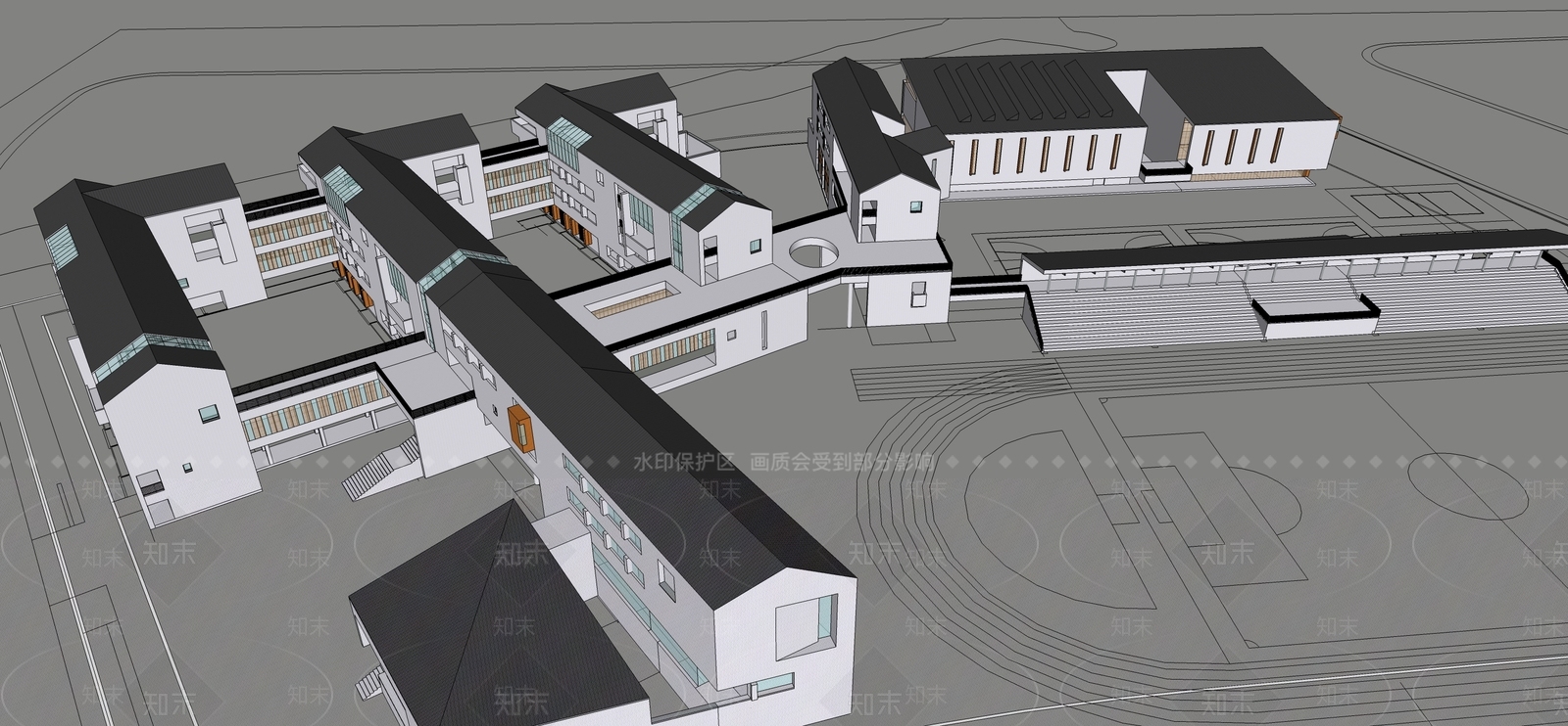 现代学校建筑SU模型下载【ID:1197081408】