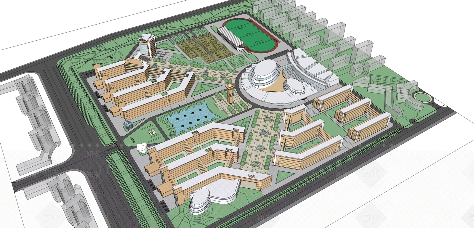 现代学校建筑SU模型下载【ID:1197081521】