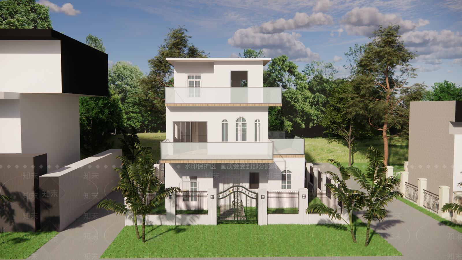 现代北欧风格建筑SU模型下载【ID:1198249542】