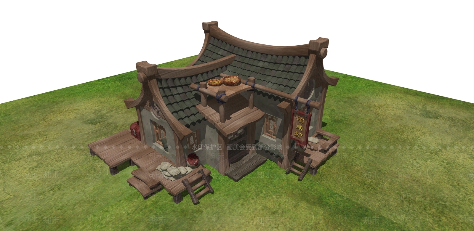 复古中式风格建筑SU模型下载【ID:1197098258】