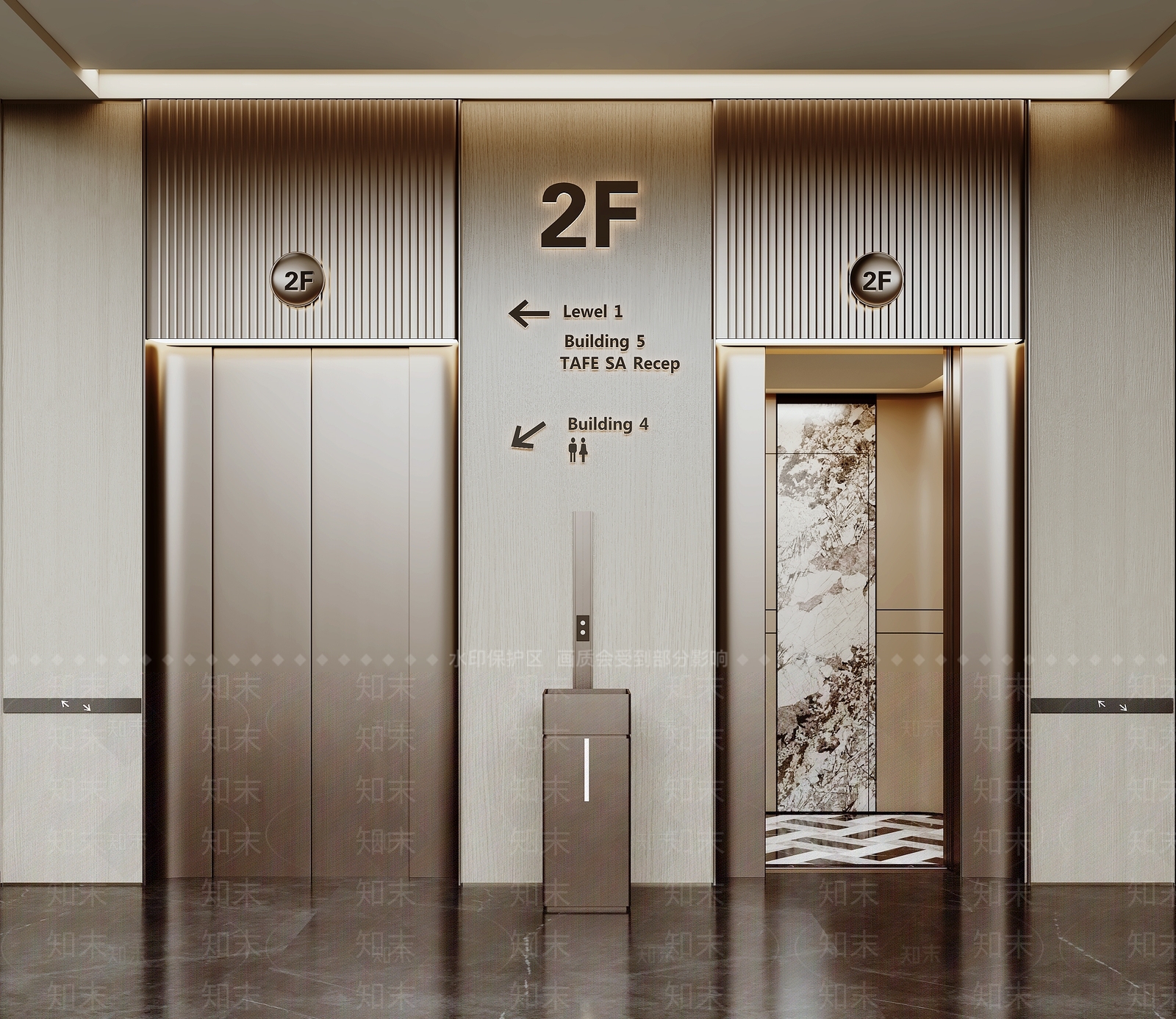 现代电梯间3D模型下载【ID:1197102413】