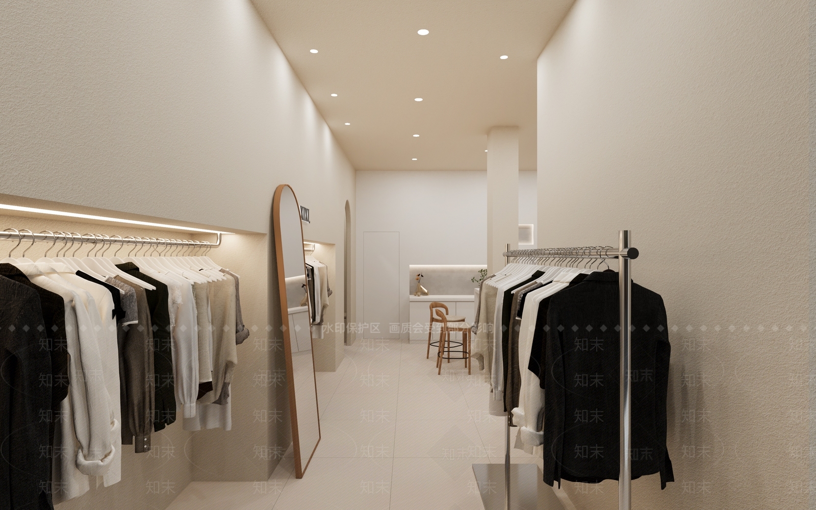 奶油侘寂服装店3D模型下载【ID:1197103897】