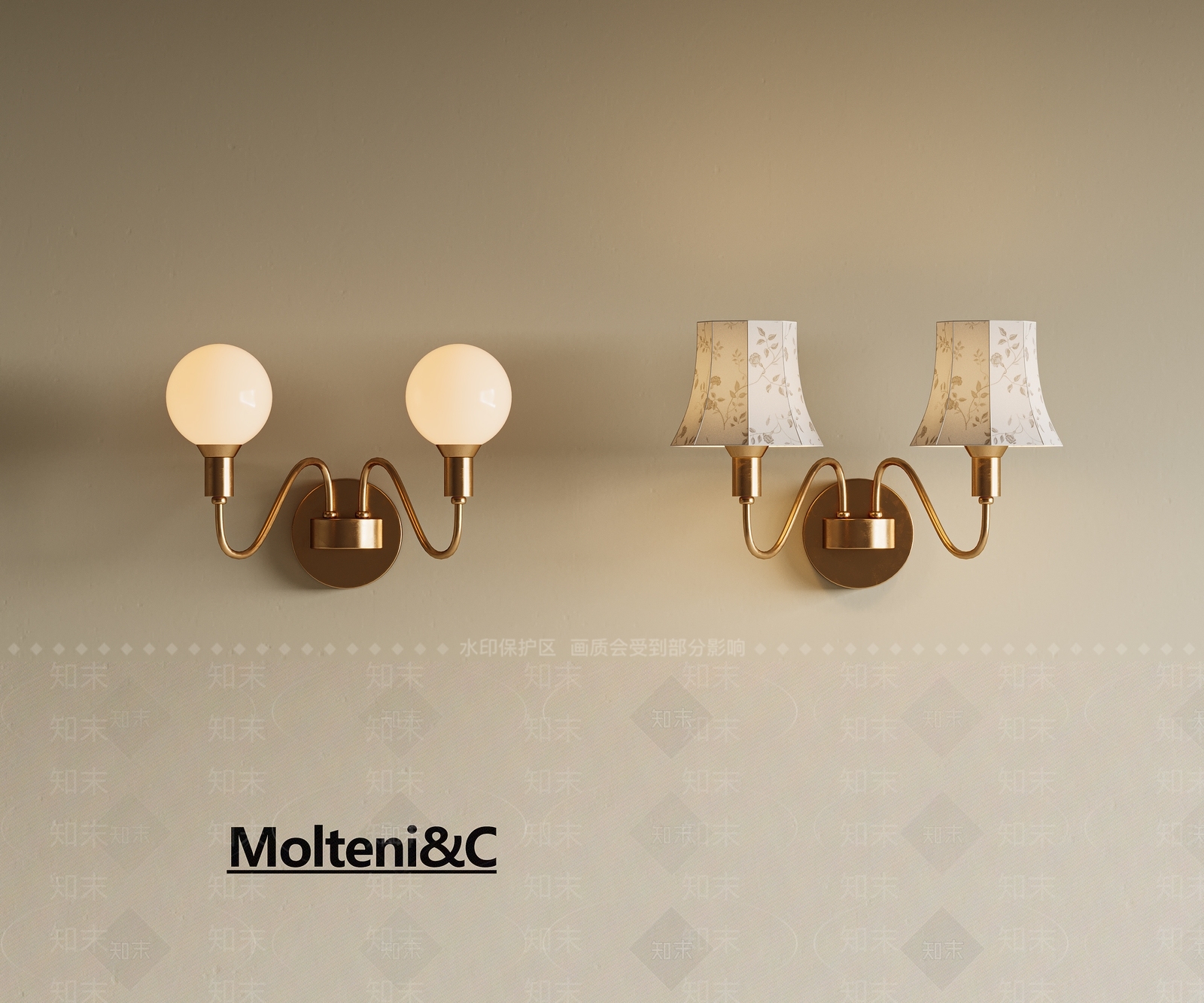 美式法式壁灯3D模型下载【ID:1197105542】