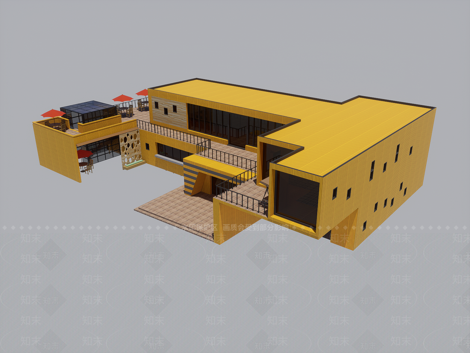 现代售楼处建筑SU模型下载【ID:1197109548】