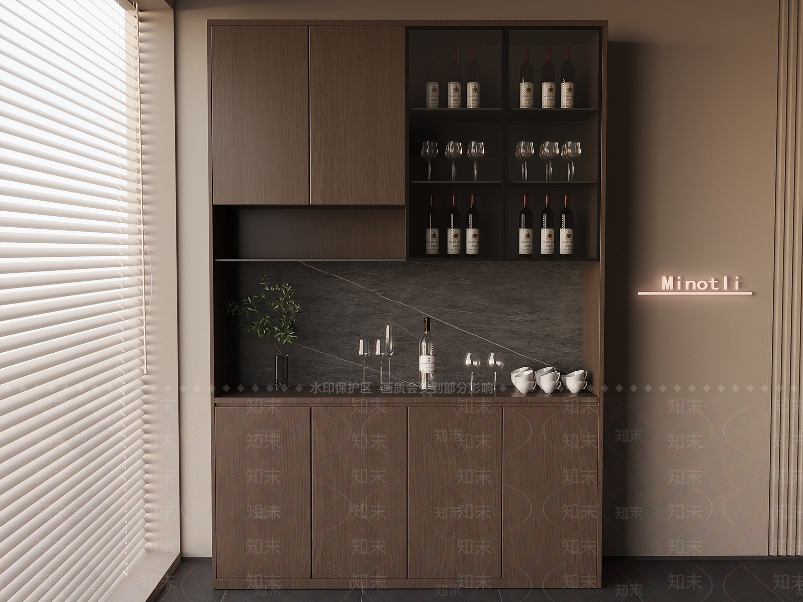 轻奢意式酒柜3D模型下载【ID:1197113079】