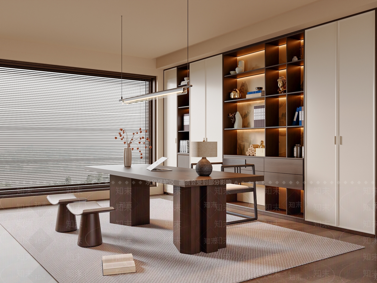新中式中式宋式书房3D模型下载【ID:1197115688】