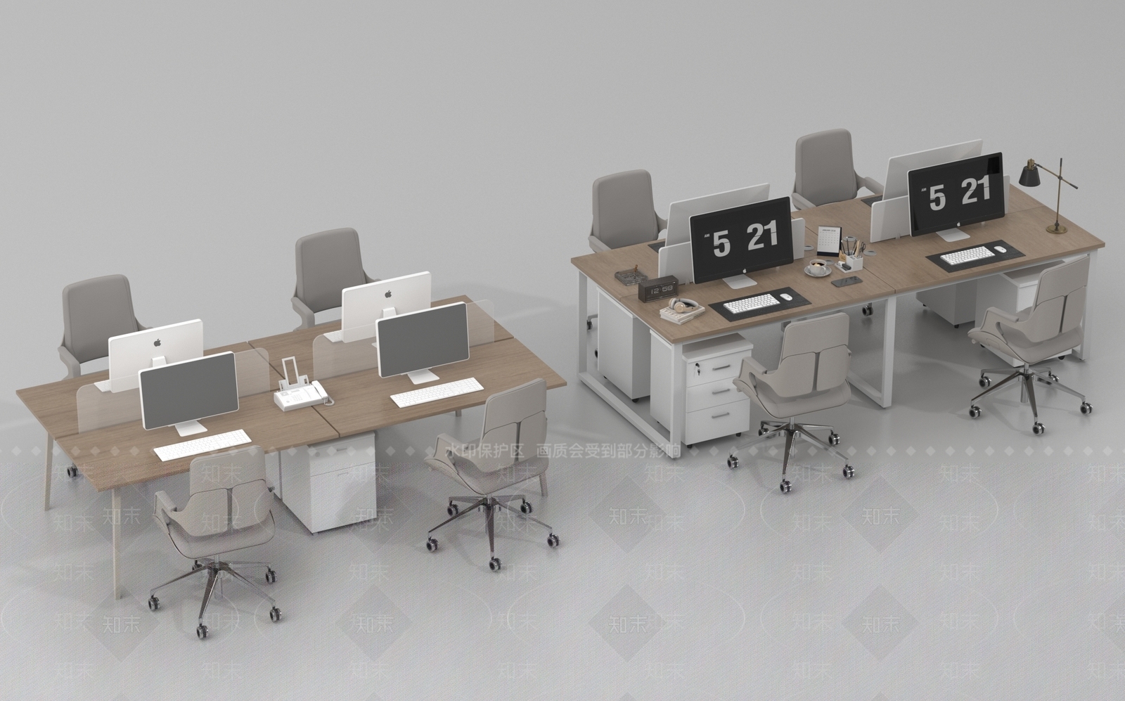 现代办公桌椅3D模型下载【ID:1197117633】