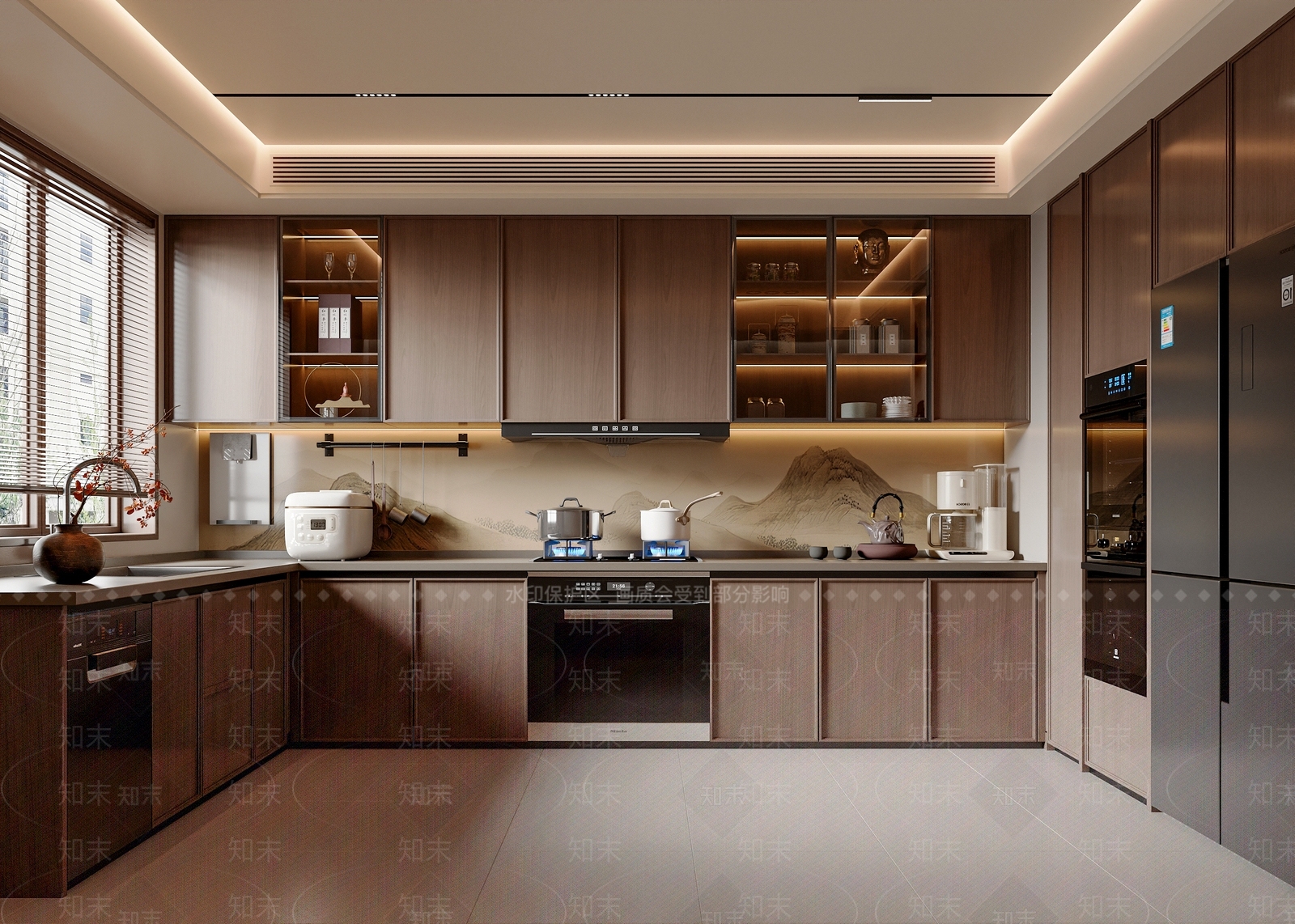 新中式中式封闭式厨房3D模型下载【ID:1197118389】