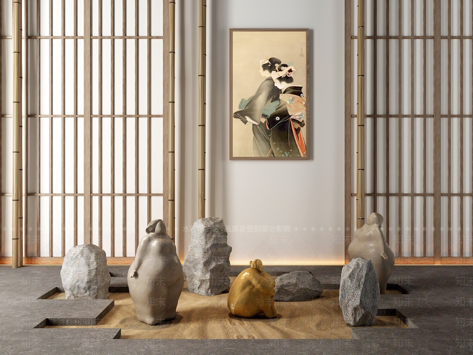 现代新中式景观雕塑3D模型下载【ID:1197118882】