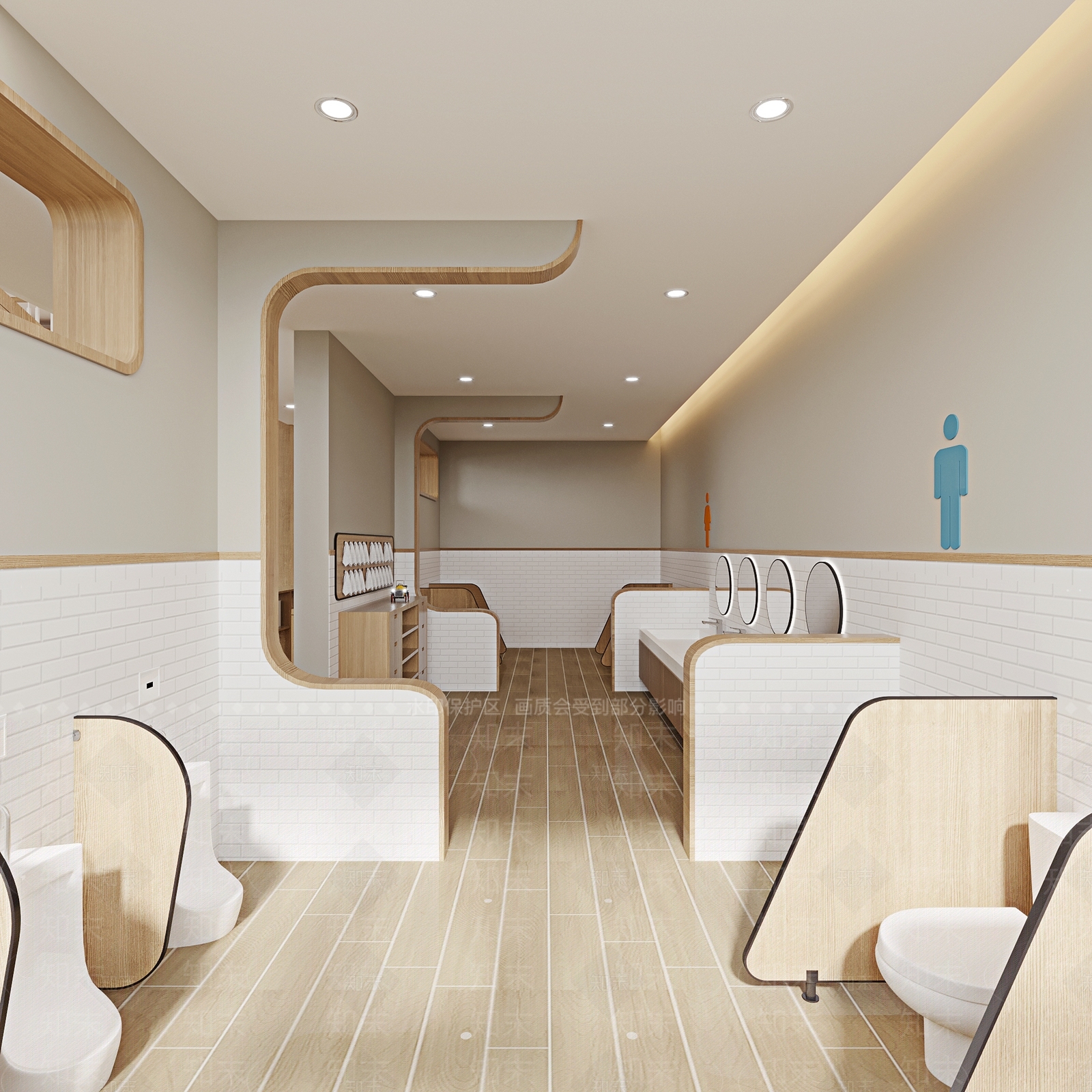 现代奶油公共卫生间3D模型下载【ID:1197147737】