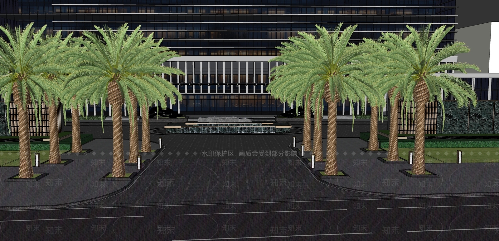 现代新中式广场景观SU模型下载【ID:1197128654】
