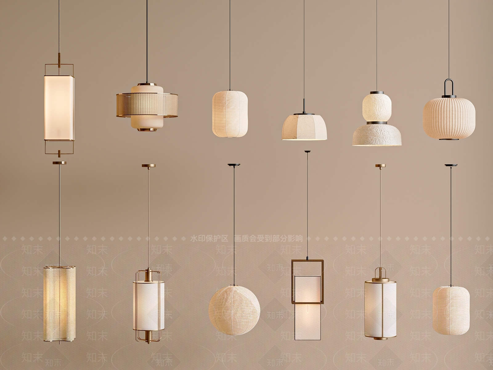 新中式中式灯具组合3D模型下载【ID:1197132727】