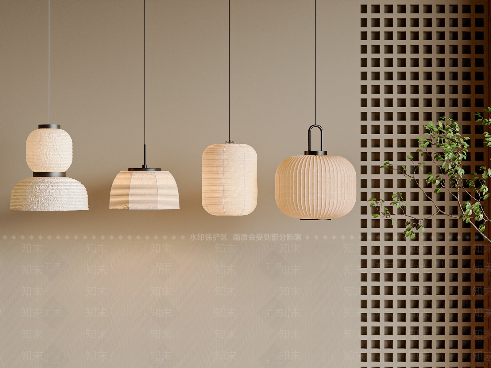 新中式中式吊灯SU模型下载【ID:1197135053】
