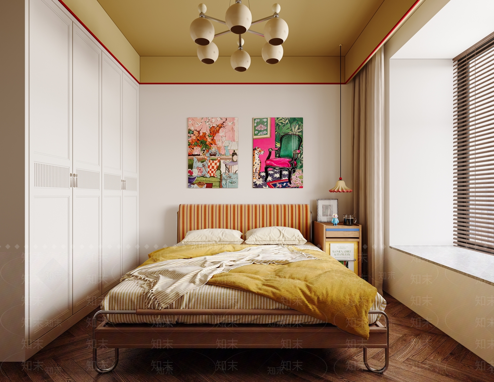 复古中古家居卧室3D模型下载【ID:1197139016】