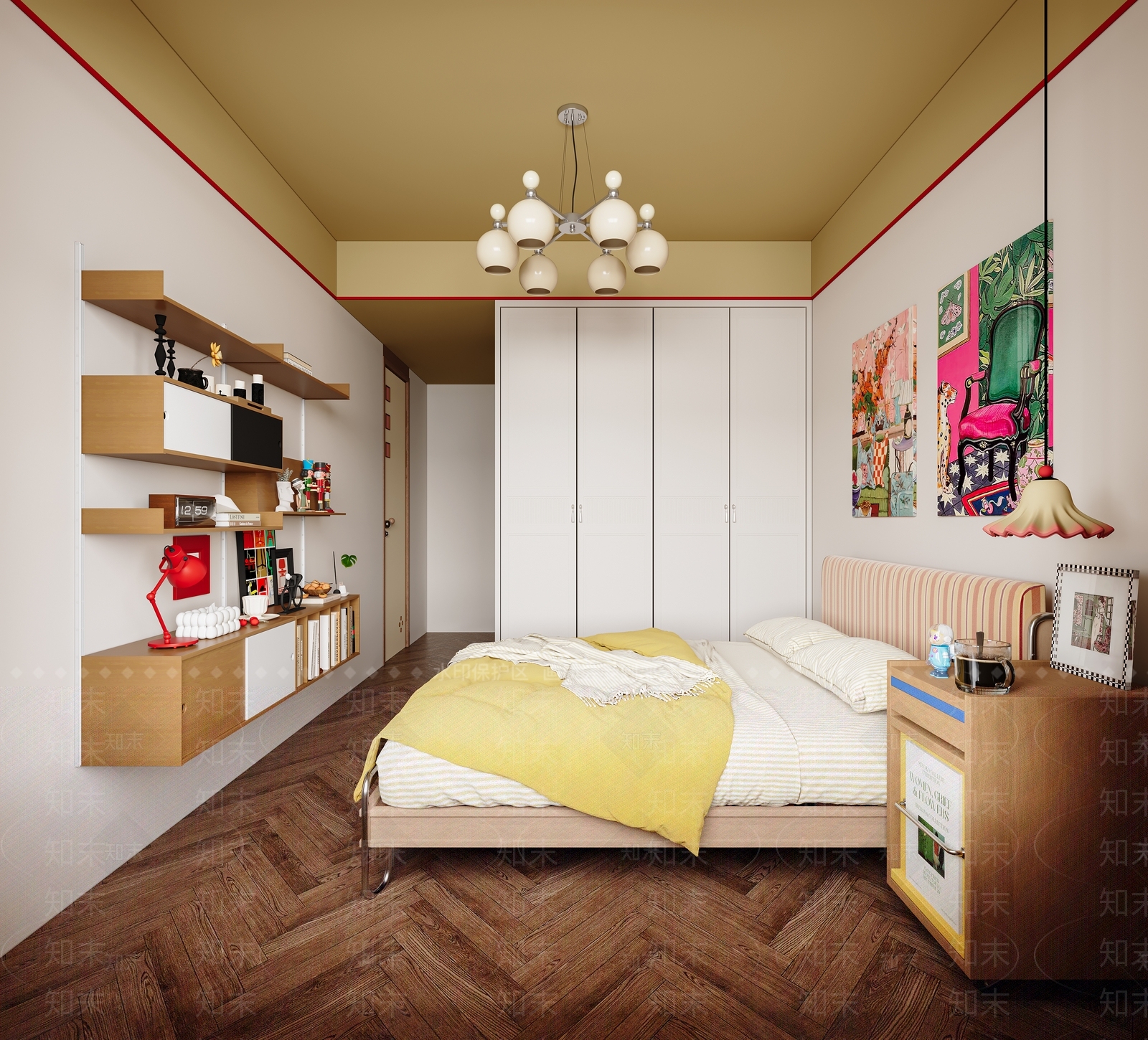 复古中古家居卧室3D模型下载【ID:1197139016】