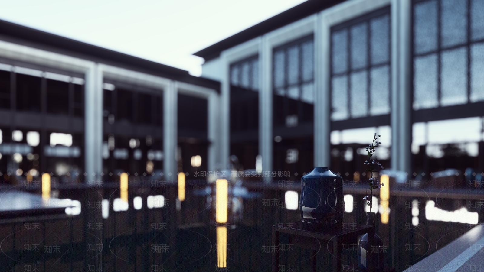 新中式现代售楼处建筑SU模型下载【ID:1197142168】
