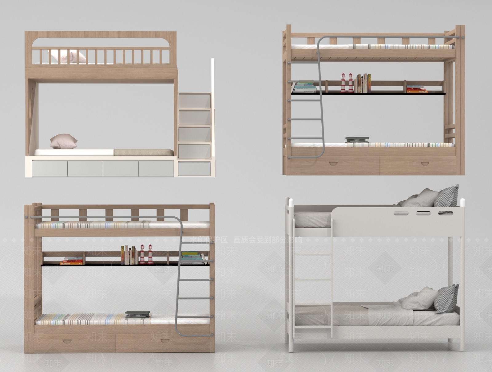 现代上下床3D模型下载【ID:1197143425】