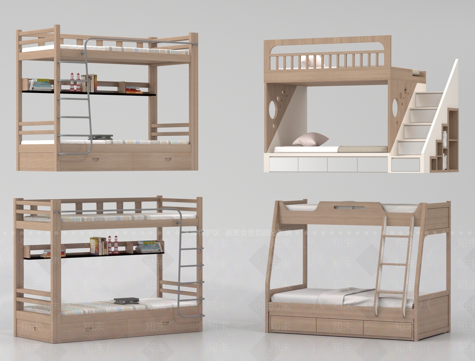现代上下床3D模型下载【ID:1197144084】