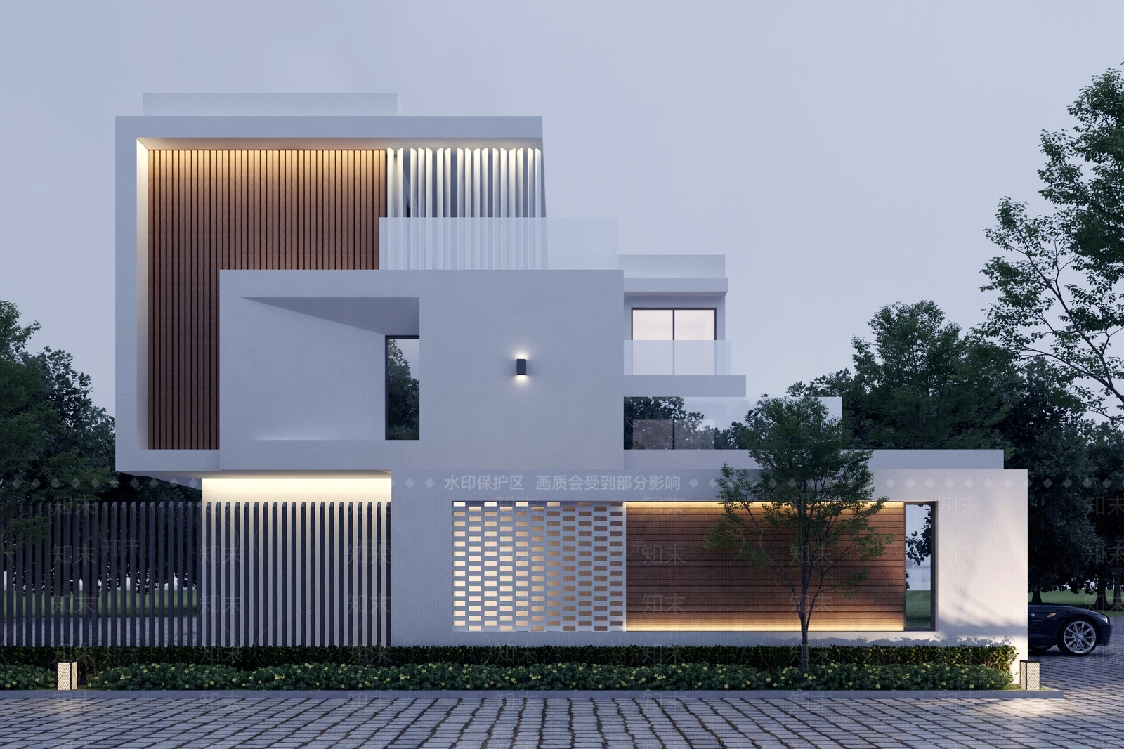 现代别墅外观3D模型下载【ID:1197150872】