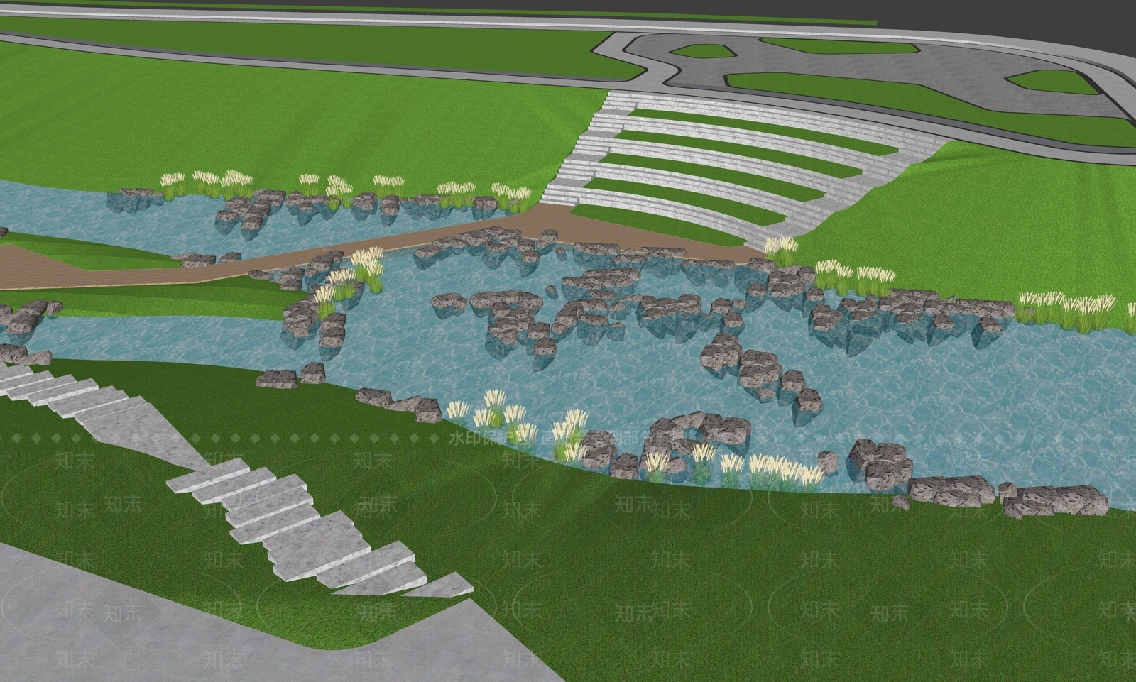 现代景观公园SU模型下载【ID:1197156707】