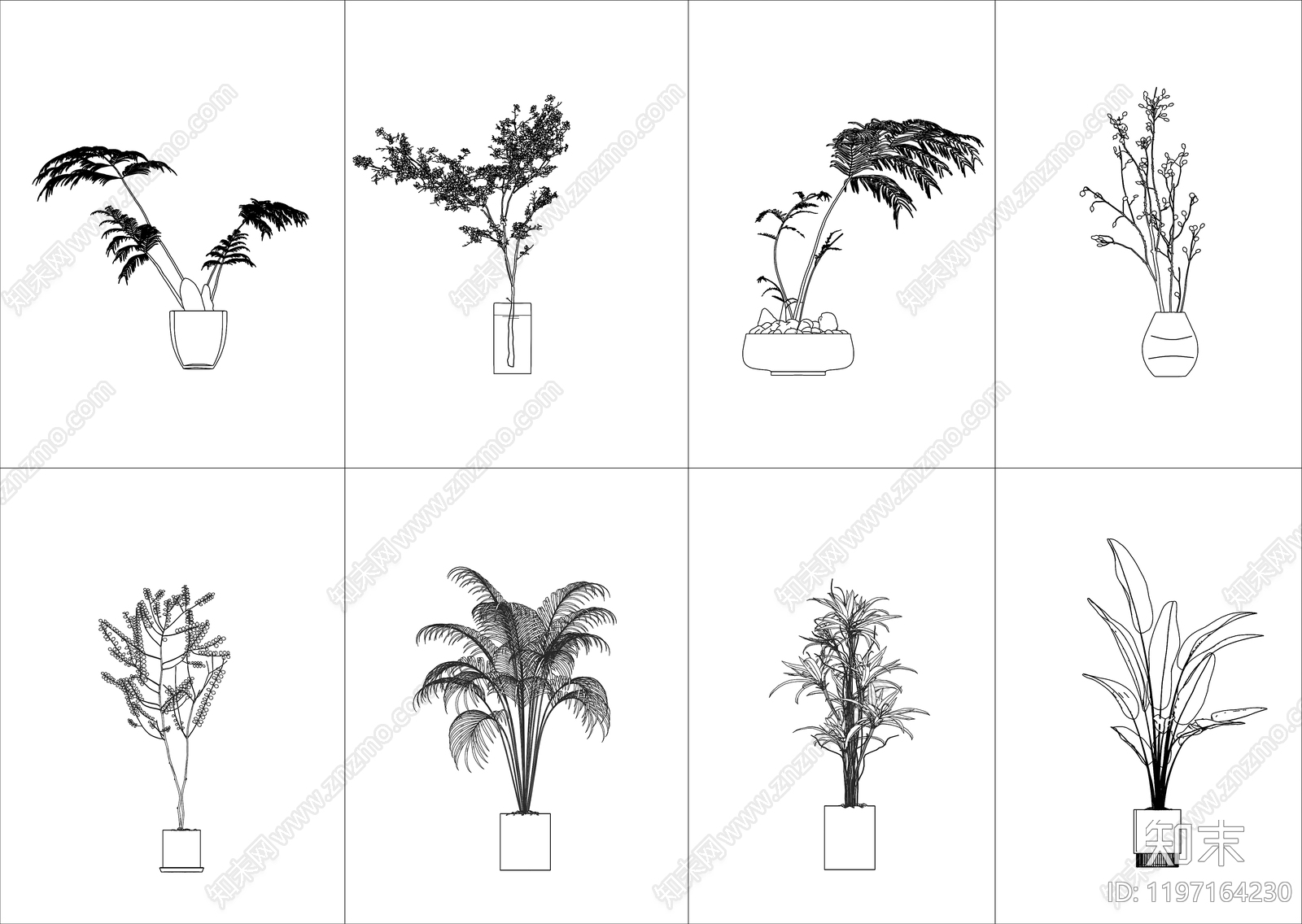 现代绿植cad施工图下载【ID:1197164230】