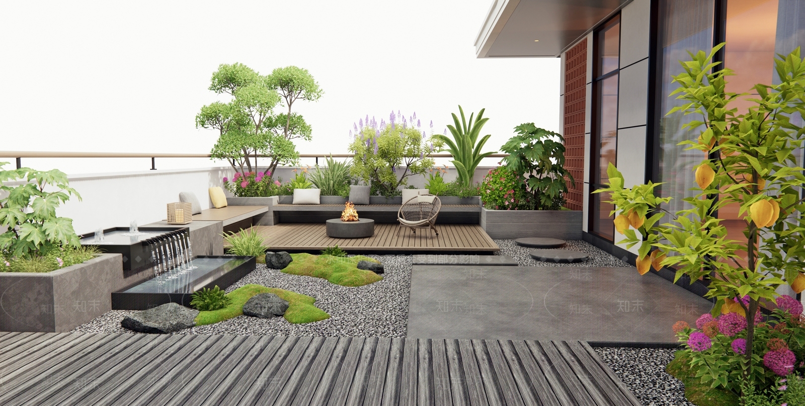 现代屋顶花园3D模型下载【ID:1197164335】