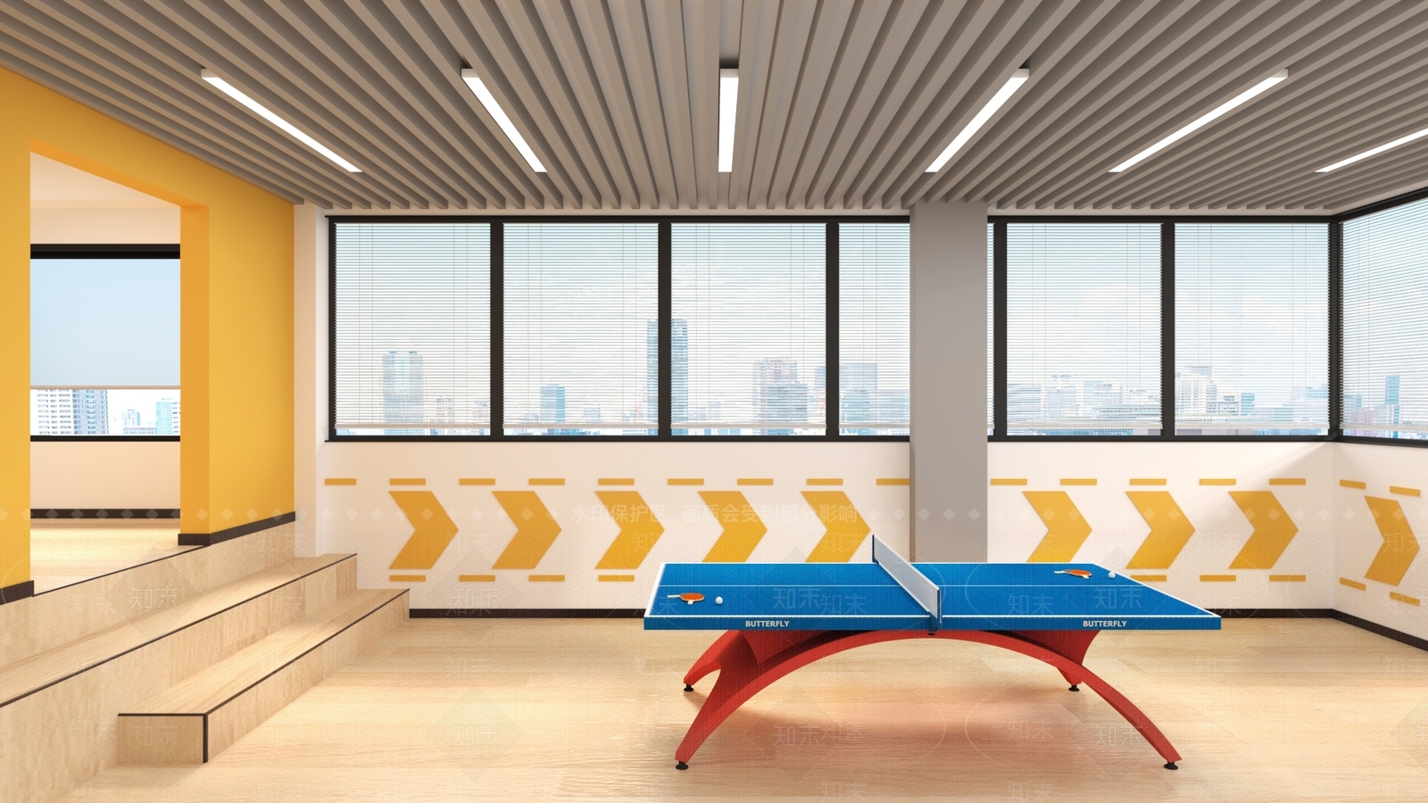现代日式乒乓球室3D模型下载【ID:1197177489】