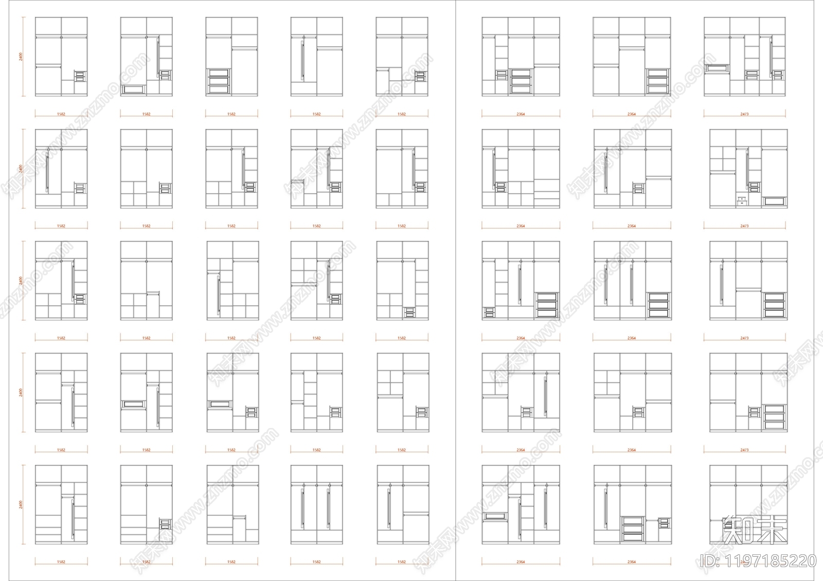 现代柜子施工图下载【ID:1197185220】