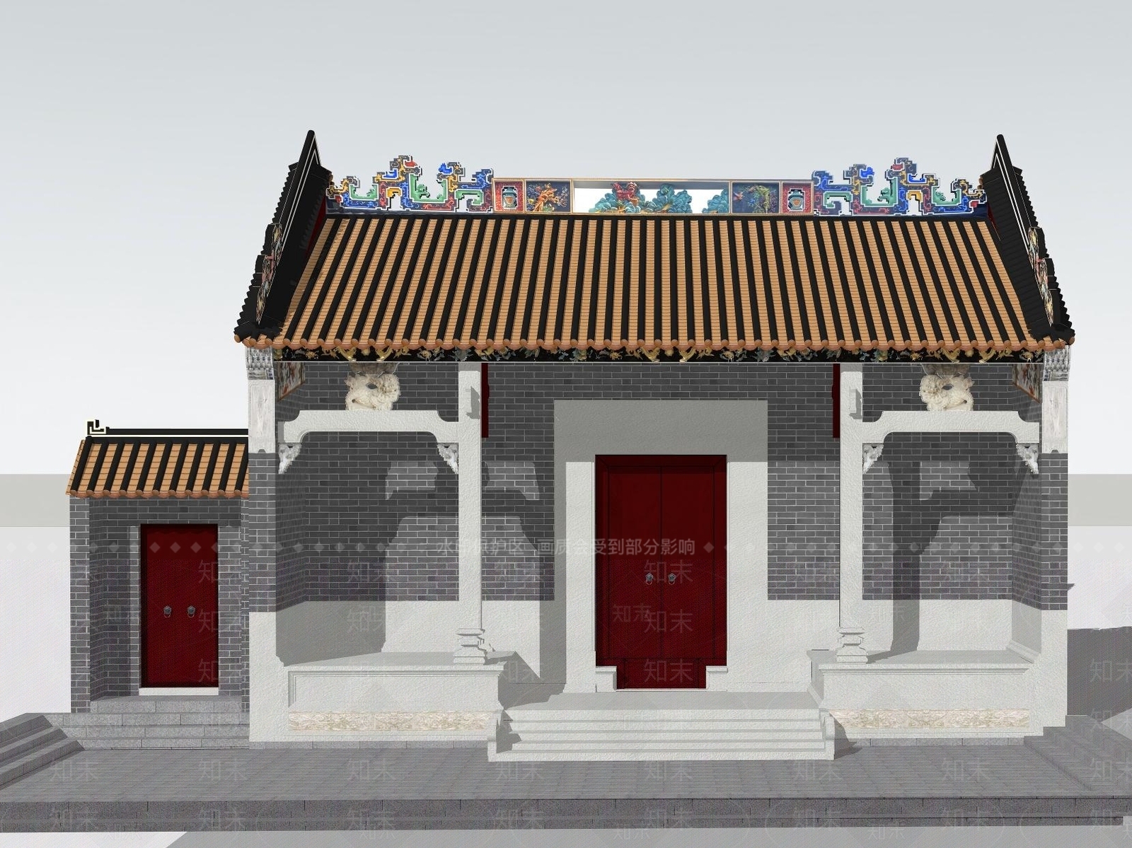 中古中式古建筑SU模型下载【ID:1197190080】