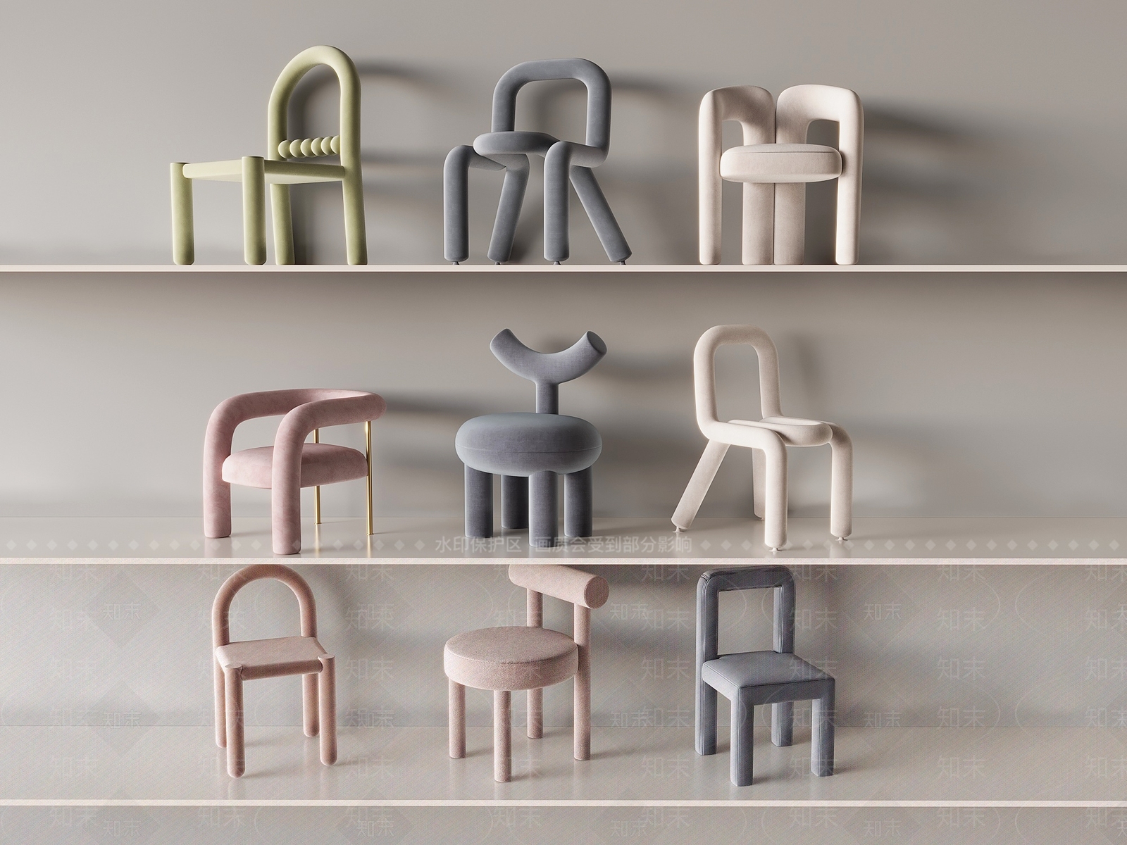 奶油北欧儿童椅SU模型下载【ID:1197192791】