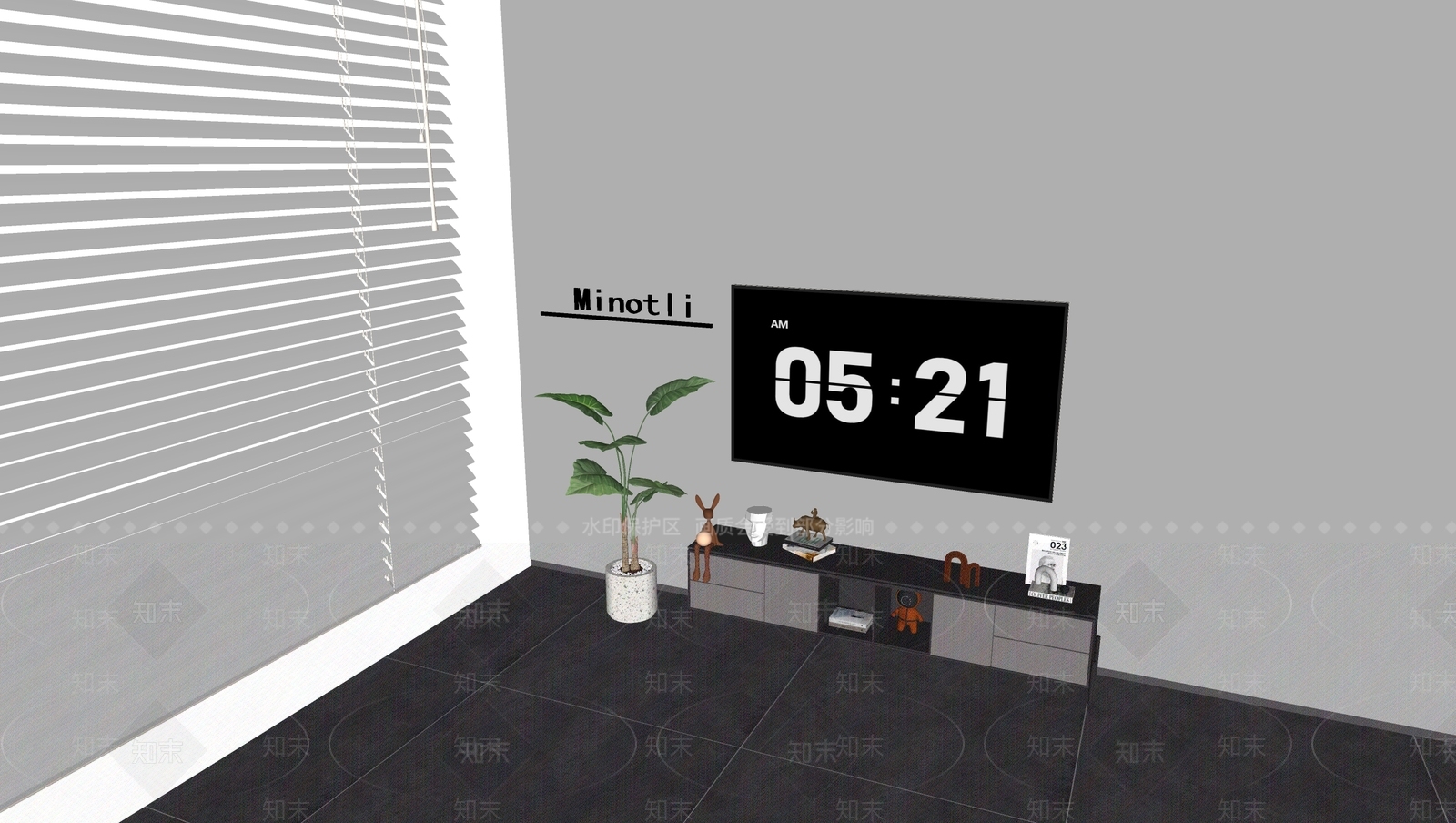 意式轻奢电视柜SU模型下载【ID:1197193611】