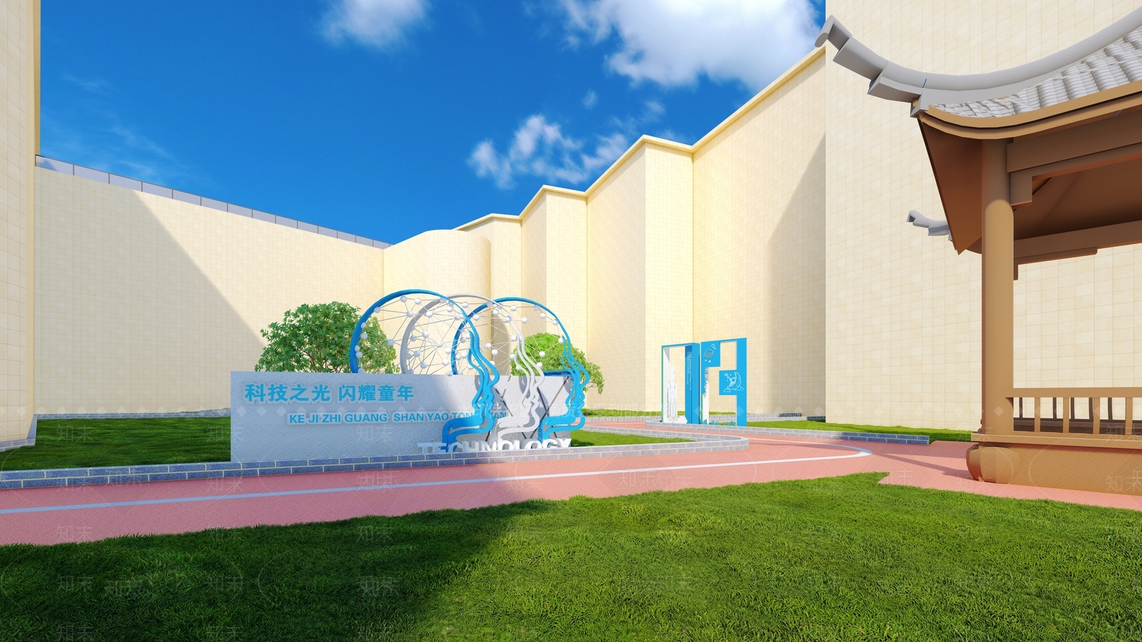 现代教育校园景观SU模型下载【ID:1197195948】