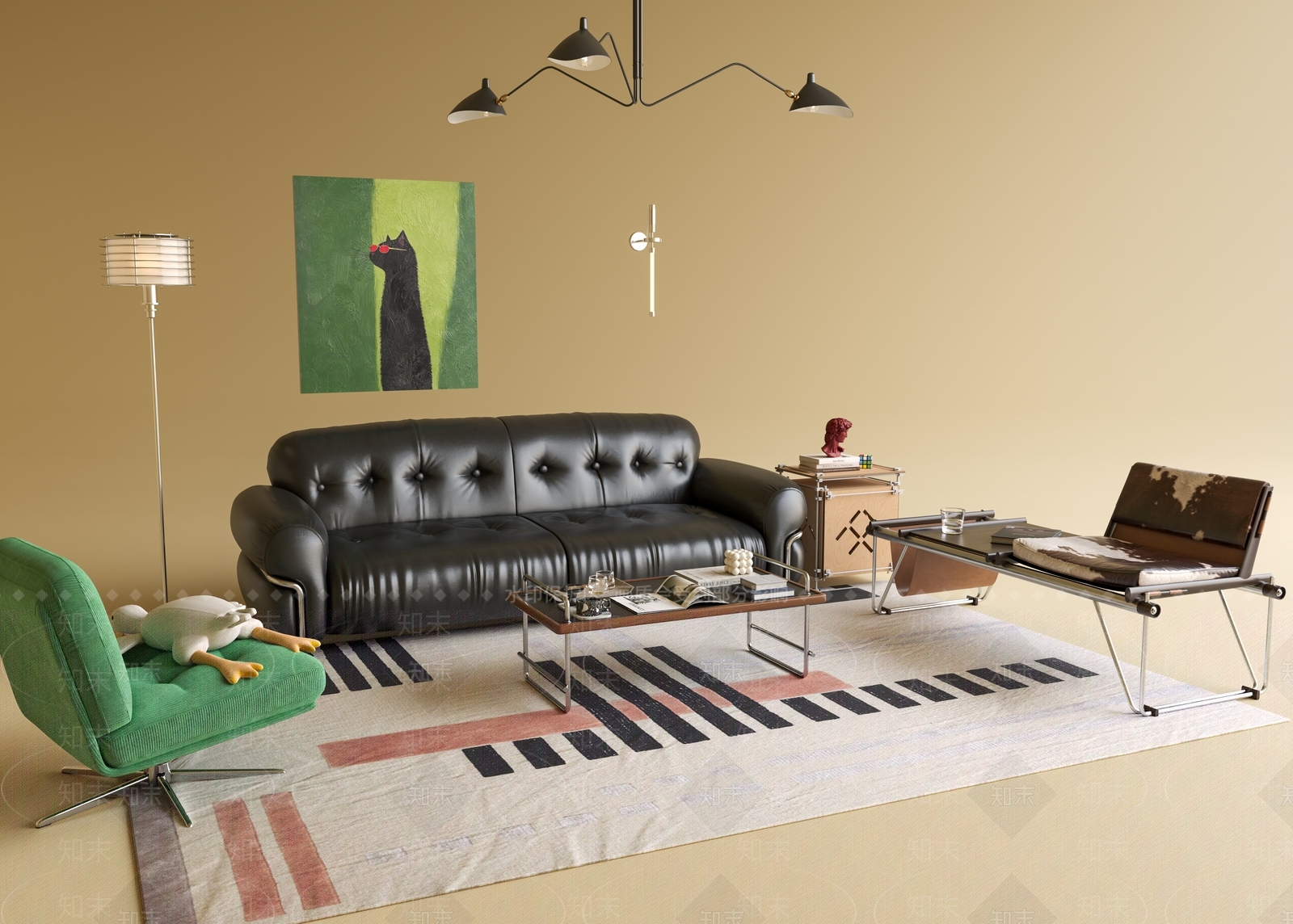 现代工业包豪斯客厅3D模型下载【ID:1197195087】