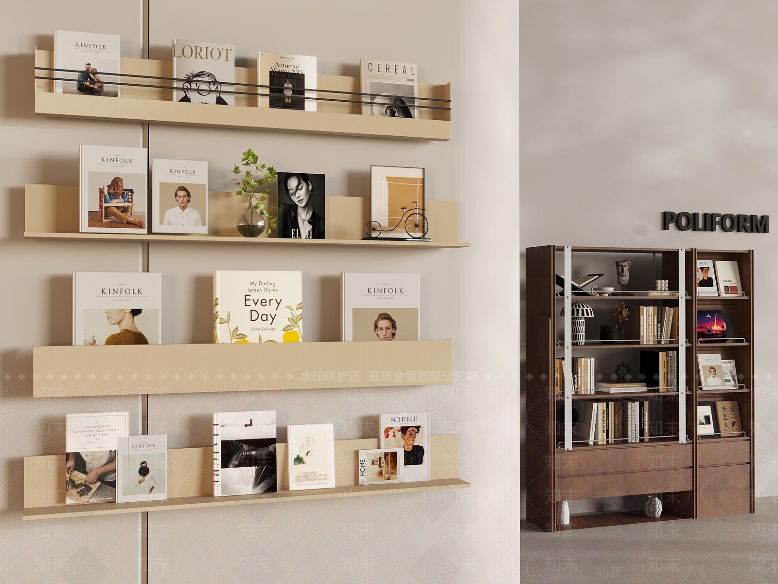 北欧意式书柜3D模型下载【ID:1197196775】