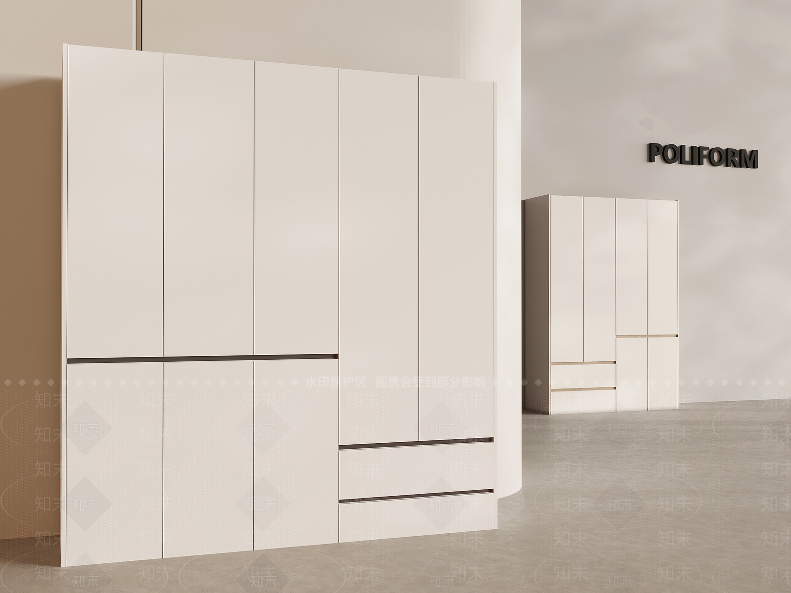 奶油北欧衣柜3D模型下载【ID:1197197193】