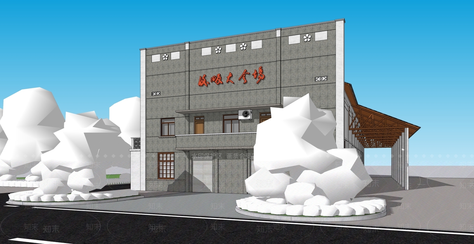 新中式乡村民房SU模型下载【ID:1197202634】
