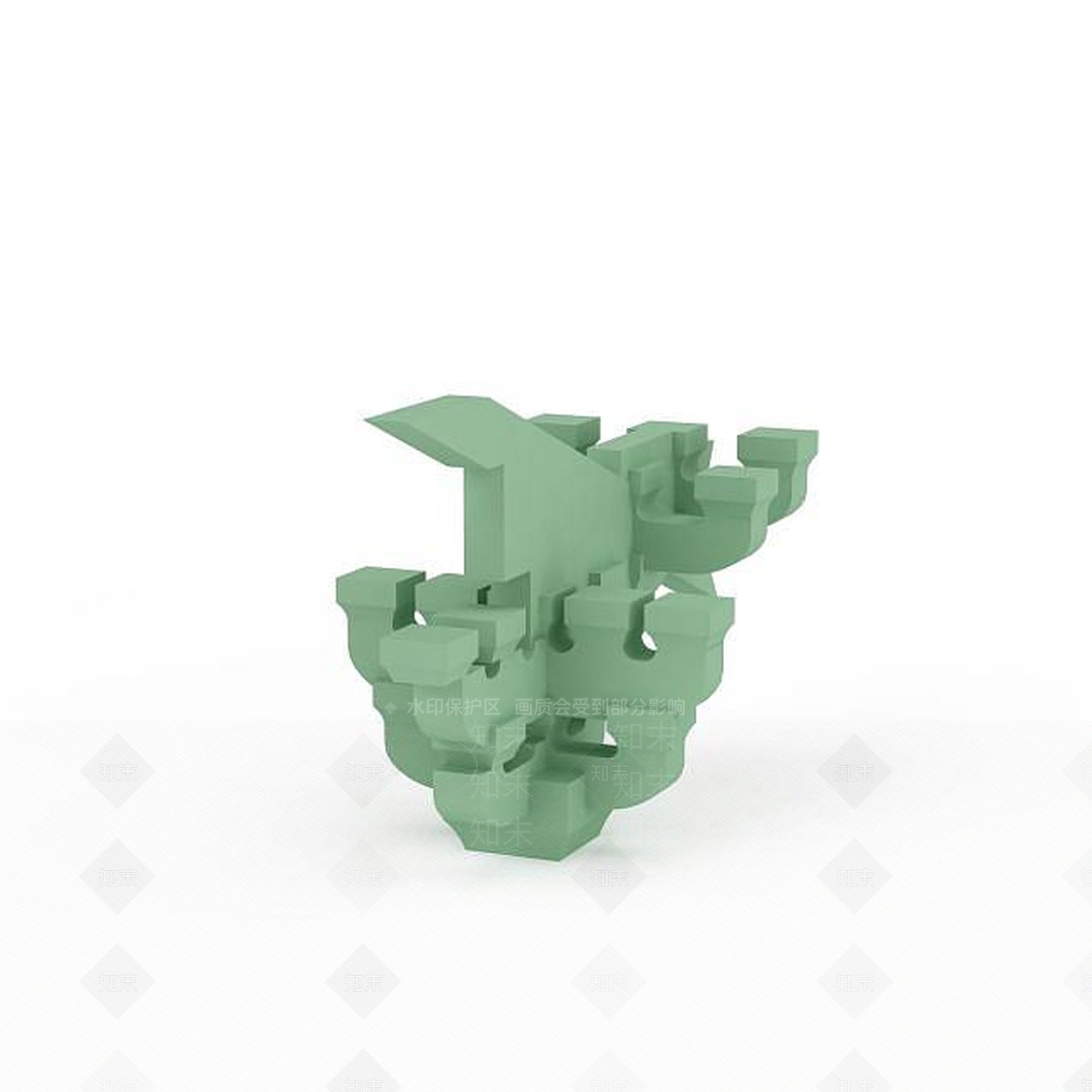 现代绿色斗拱3D模型下载【ID:1197207610】