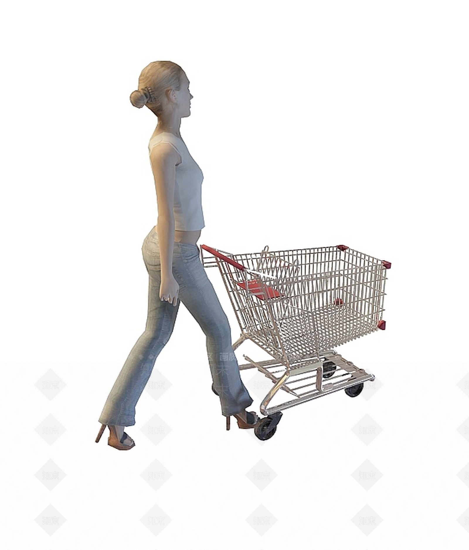 现代推购物车女人3D模型下载【ID:1197208394】