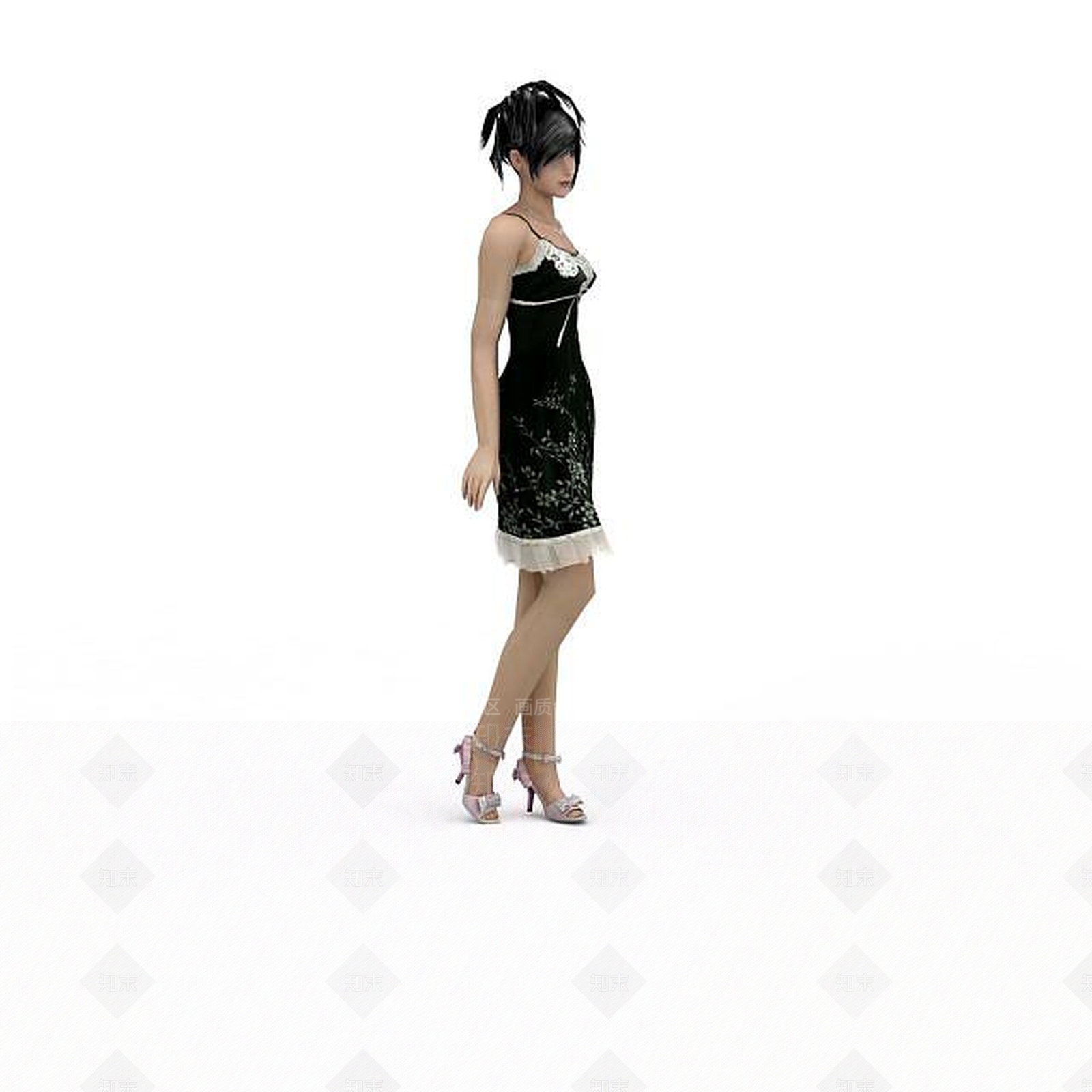 现代个性时尚女模特3D模型下载【ID:1197209218】