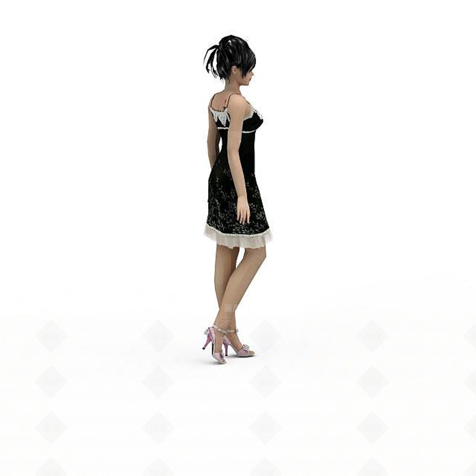 现代个性时尚女模特3D模型下载【ID:1197209218】