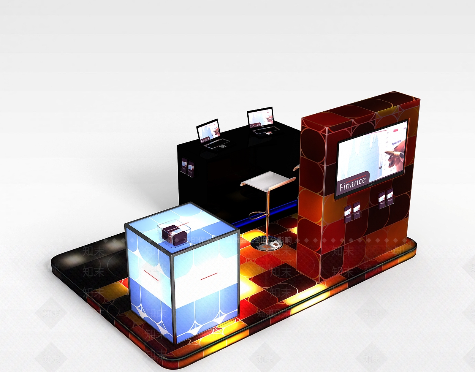 现代商业展台咨询台3D模型下载【ID:1197211808】