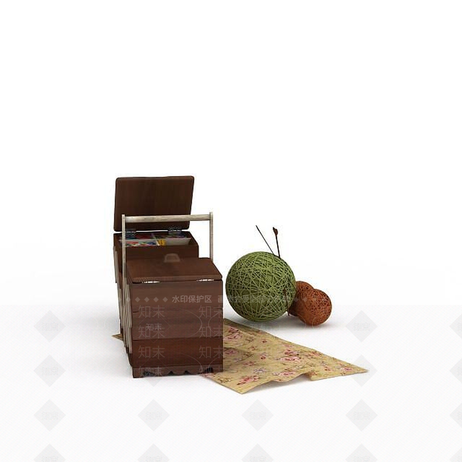 现代木制针线盒3D模型下载【ID:1197215148】