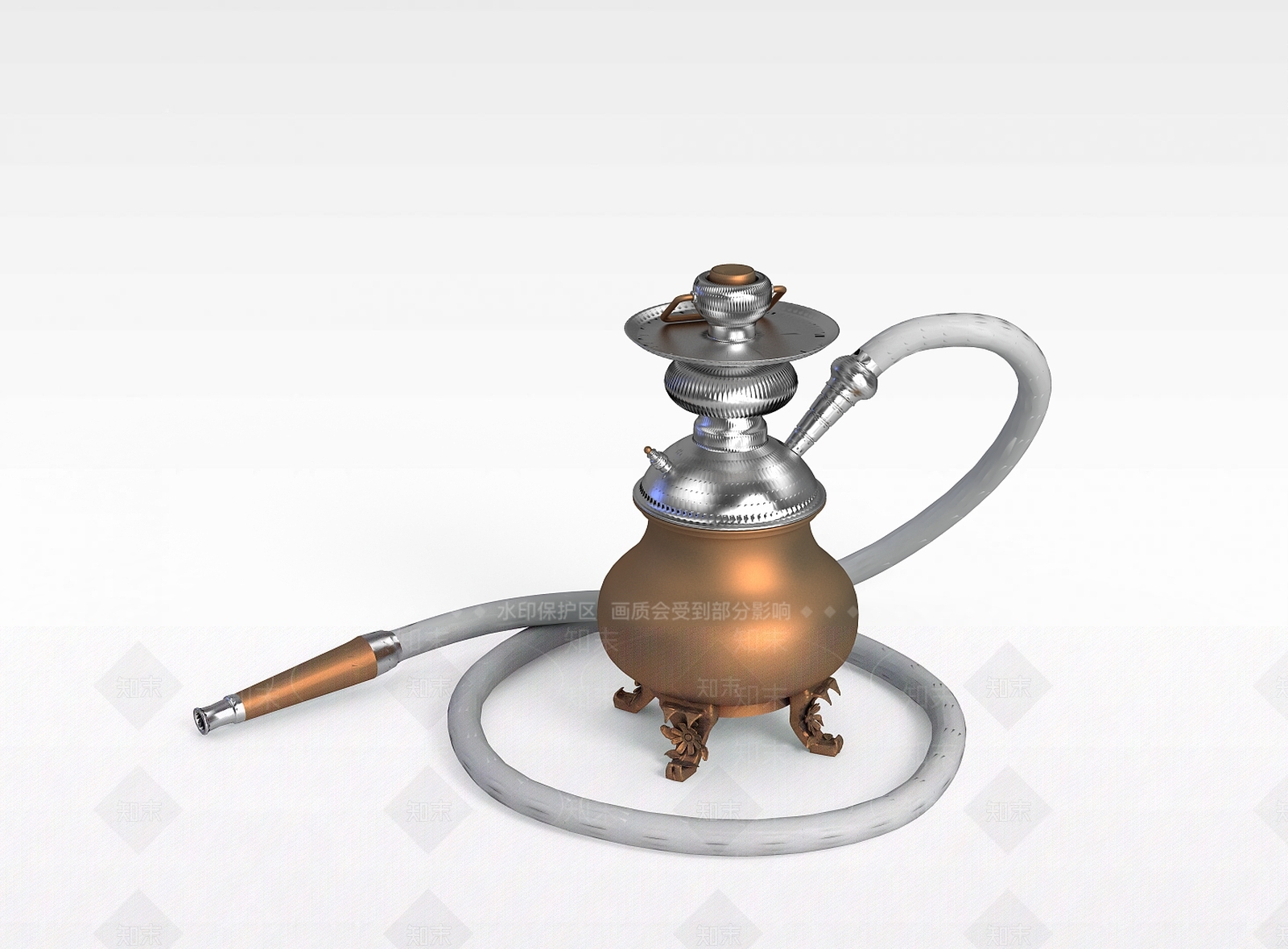 现代玻璃水烟壶3D模型下载【ID:1197216496】