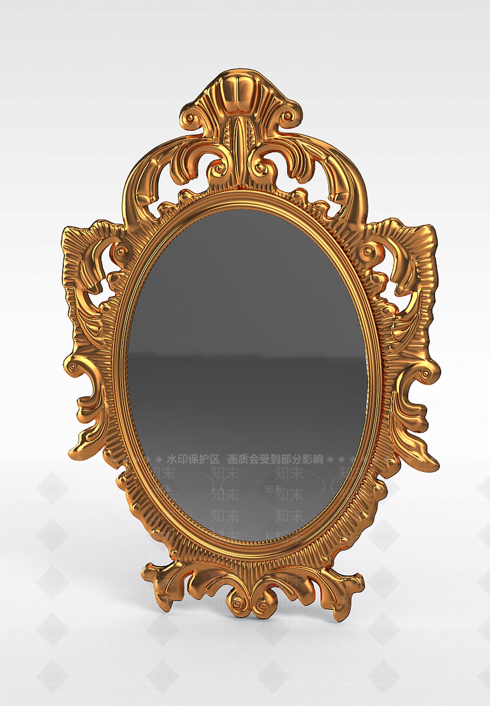 现代金色镂空雕花镜子3D模型下载【ID:1197217158】