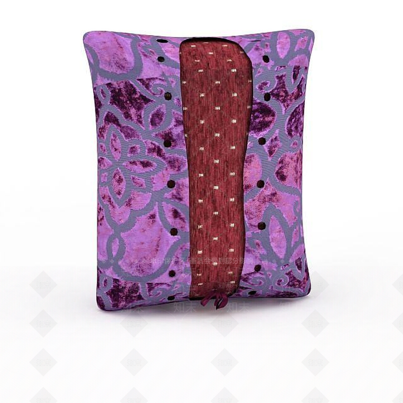 现代紫色花纹枕头3D模型下载【ID:1197217529】